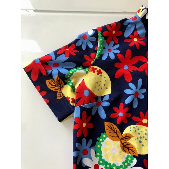 1960s Men’s Shirt, Size M, Vintage Fruit-Print Beach Party Shirt, Lemon Print - Picture 7 of 9